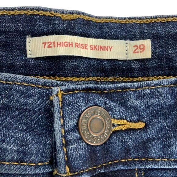 Levi’s 721 Womens High Rise Skinny Jeans Size 29 Blue Stretch Denim - Picture 6 of 7